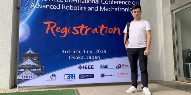 Tian Liu attending the IEEE 4th International Conference on Advanced Robotics and Mechatronics (ICARM) July 2019